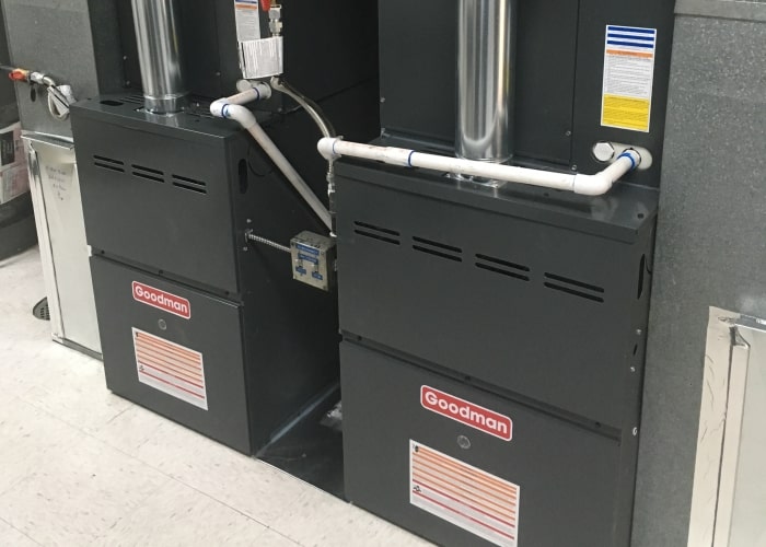 Actual photo of clean furnace installation by Bountiful HVAC