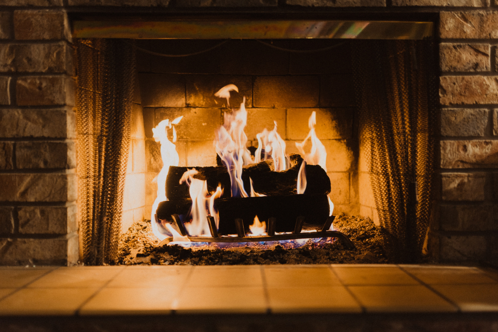 A cozy fireplace can provide extra heat in winter.